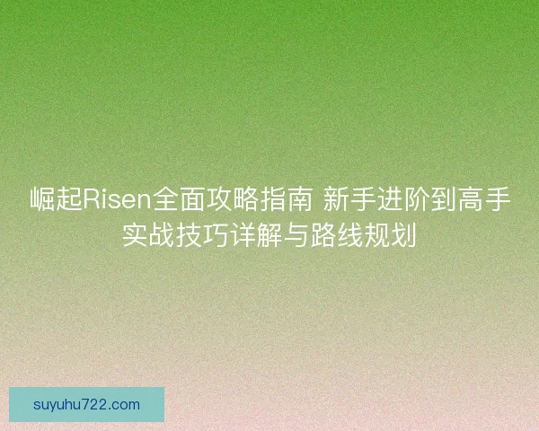 崛起Risen全面攻略指南 新手进阶到高手实战技巧详解与路线规划